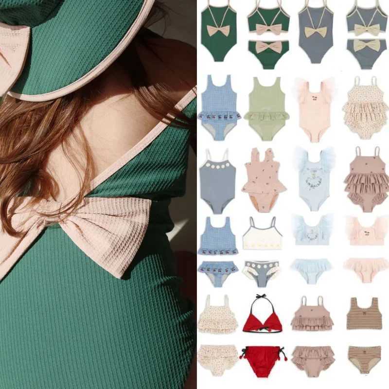 2024 Summer Girls Swimsuit Fashion Cartoon Swan Childrens One-piece Swimsuit Quick-drying Sunscreen Long-sleeved Split Swimsuit X250224