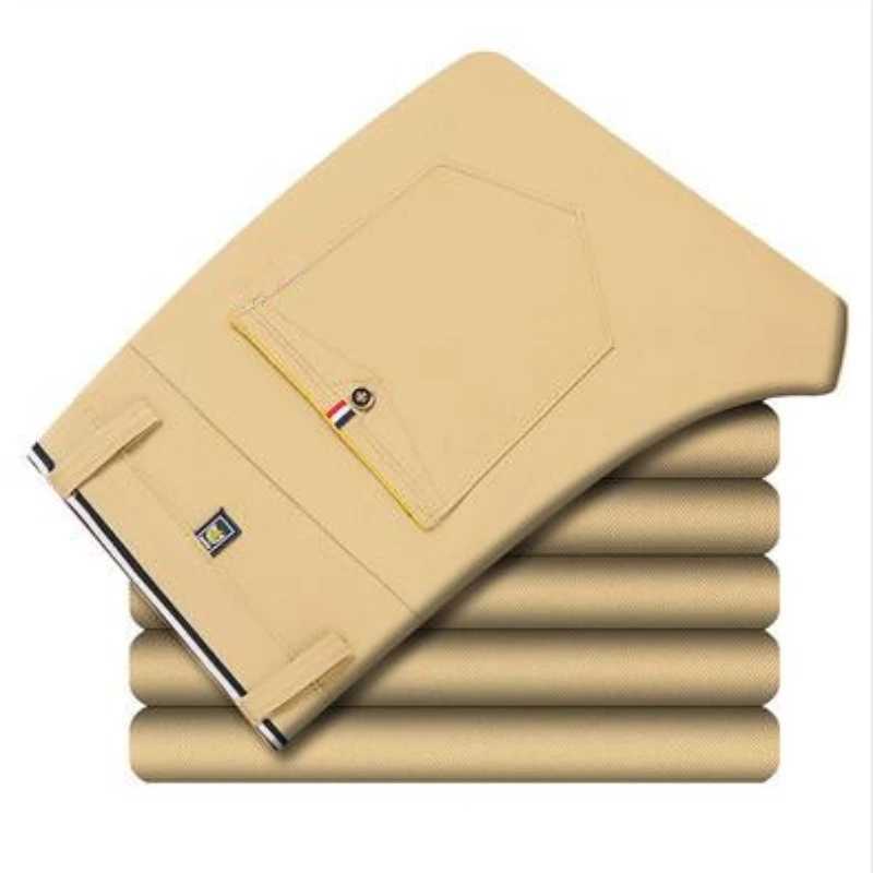 2024 Spring Fashion New Mens Fine Straight Casual Pants Solid Color Office High Quality Mens Pants Classic Casual Pants W250225