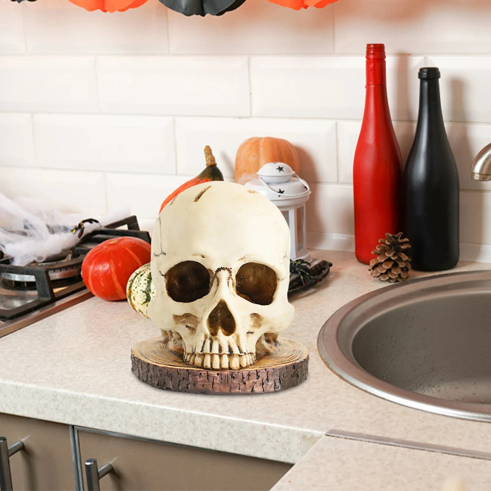 Horror Kitchen Storage Knife Rack Resin Ornament Fruit Knife Storage Rack Skull Knives Block for Halloween Scary Party 250225