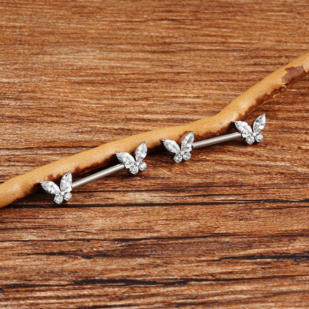 1Pc Right Grand ASTM F136 Titanium 14G Spark CZ Nipp Ring Threadss Push Pin Straight Baell Piercing JewelryXJ250224