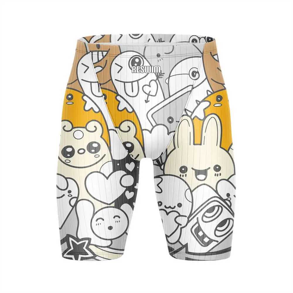 Mens Swim Shorts Beach Tights Trunks Training Swimming Swimsuit Printing Funny Swimwear Jammer Contest Sports Surf Diving TrunksXJ250224