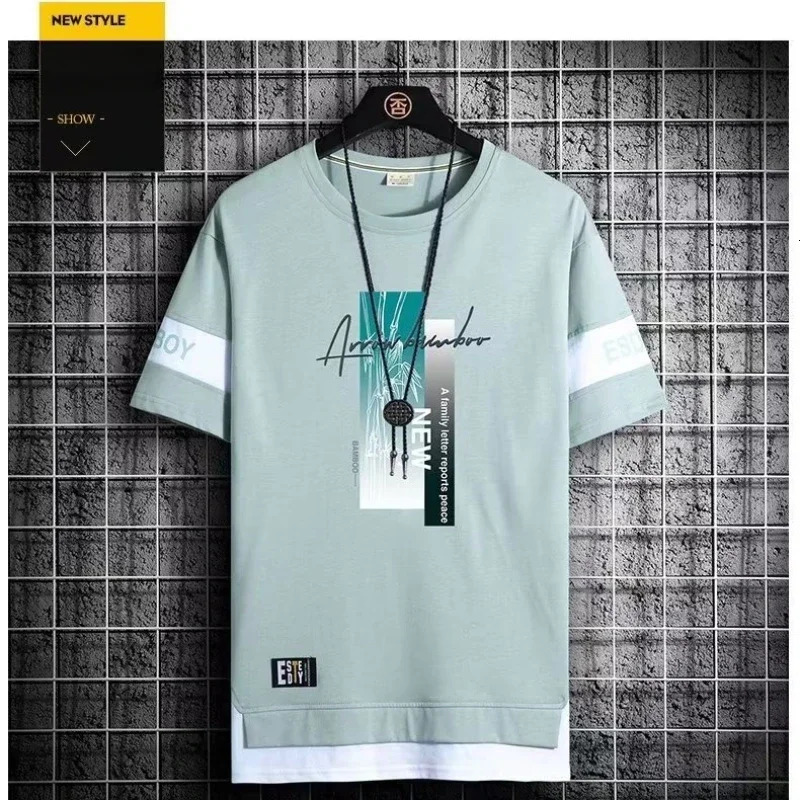 T Shirt for Men Set Summer Selling Mens Short Sleeved T-shirt Casual Versatile Half Sleeved Trend Color Blocking Top Tshirt 250225