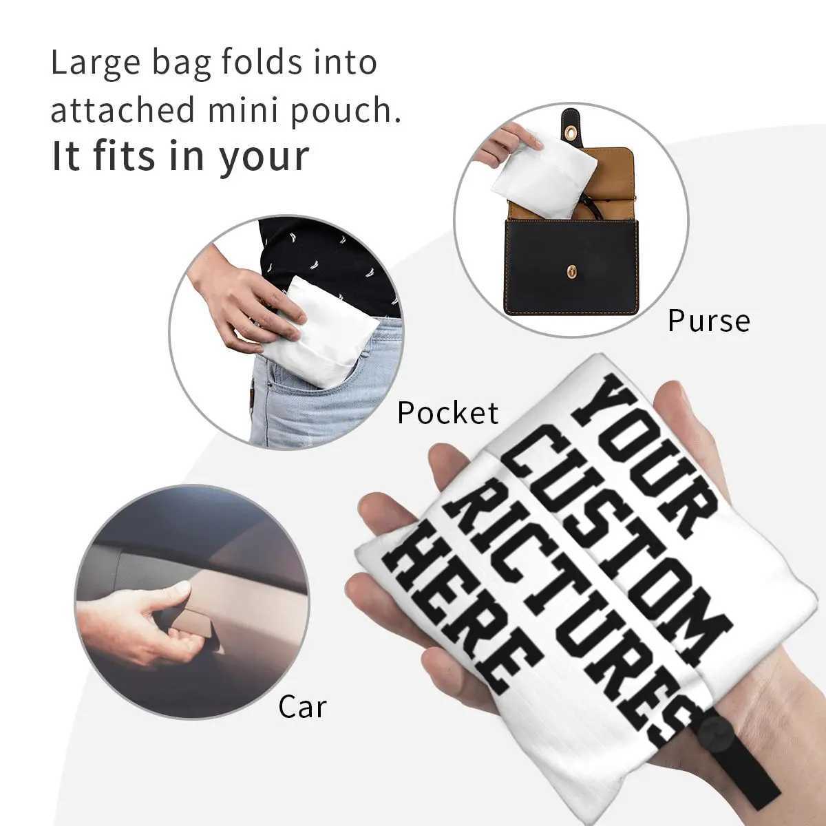 Reusable Customize The Bag You Want Custom Grocery Bags Foldable black white Shopping Bags Large Eco Storage Bag Lightweight Z250224