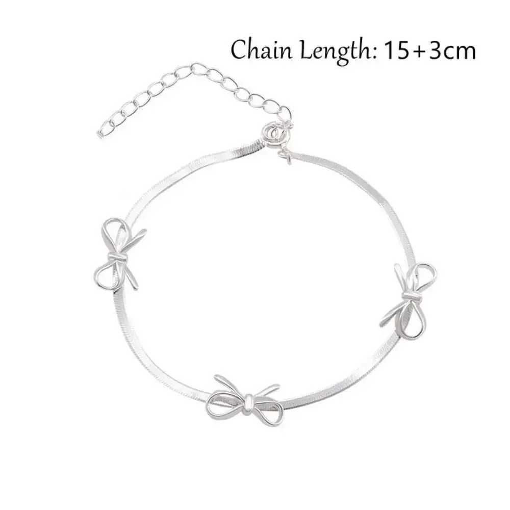 Fashion Bow Bracelets New Silver Color Y2K Snake Chain for Women Bangle Simple Fashion Ribbon Bowknot Women BraceletXJ250225