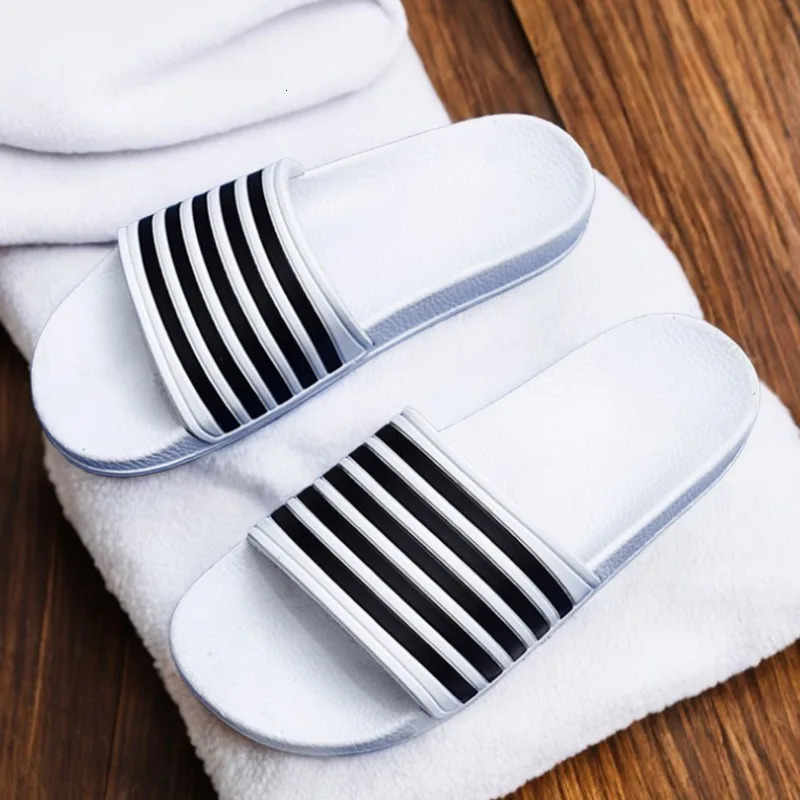 mens slippers Black and white striped slippers Soft EVA flip flops for man house slipper for men size 48 summer Beach slippers250225bj