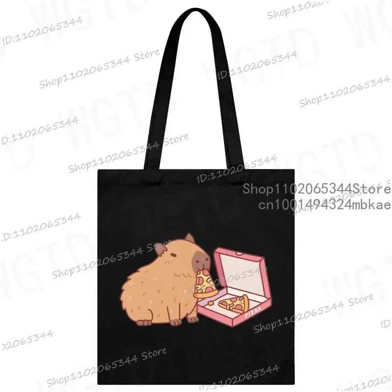 Cute Capybara Canvas Bag for Women Shopper Handbags Environmental Storage Reusable Shoulder Tote Bag Cartoon Capybara Hand Bag Z250224