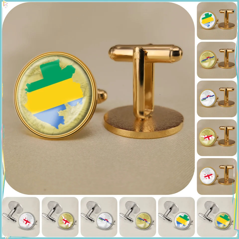 Gabon Gambia Georgia National Emblem Flag Cufflinks 250220