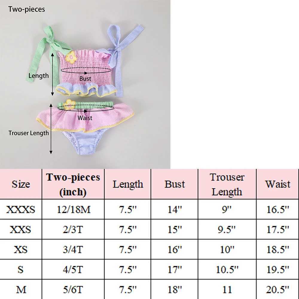 Little Girls Summer Swimwear Two Piece Cute Patchwork Seersucker One Piece Trunks For Boys Beach Sleeveless X250224