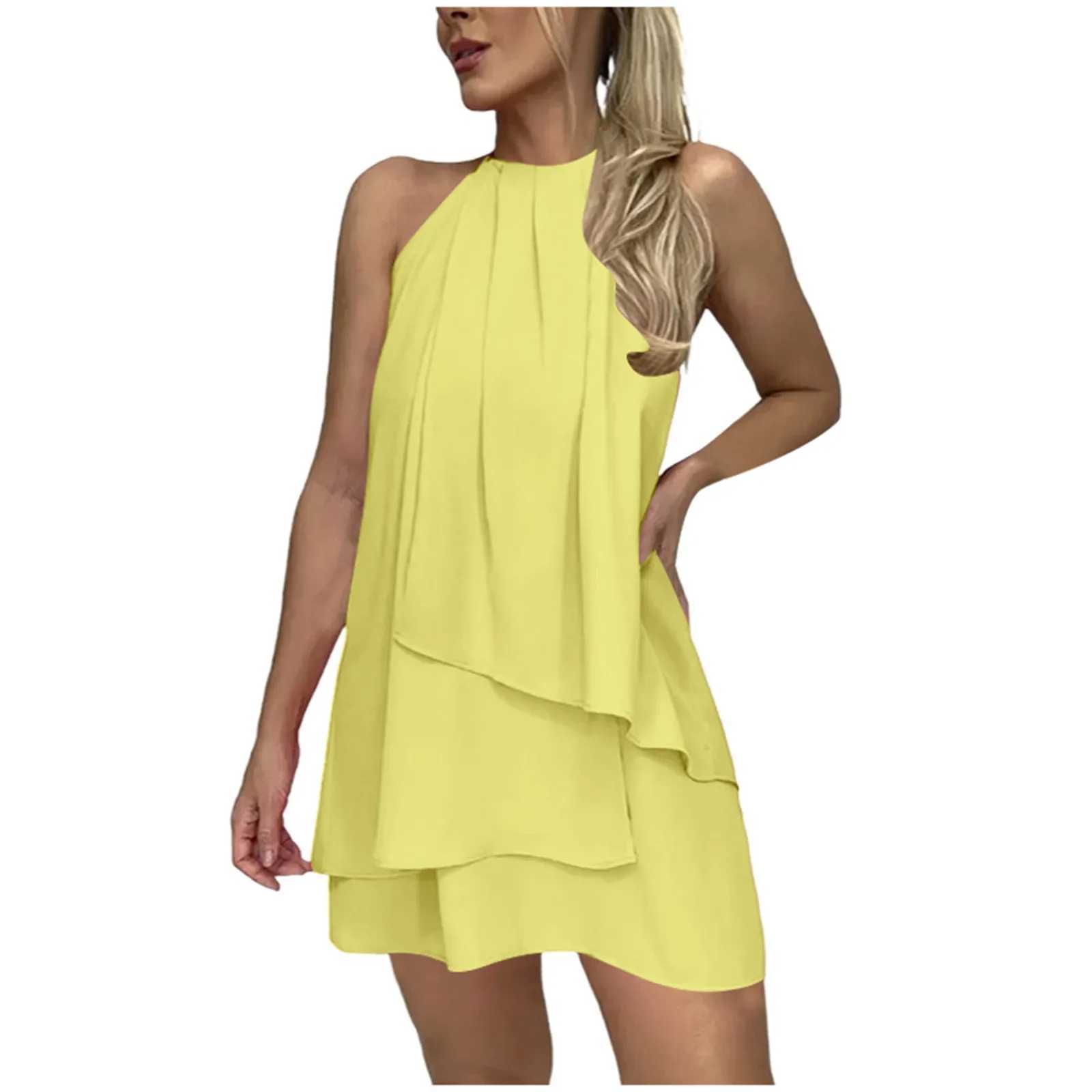 Womens solid pleated summer dress sexy strapless camisole dress Fe short skirt casual beach dressXJ250224
