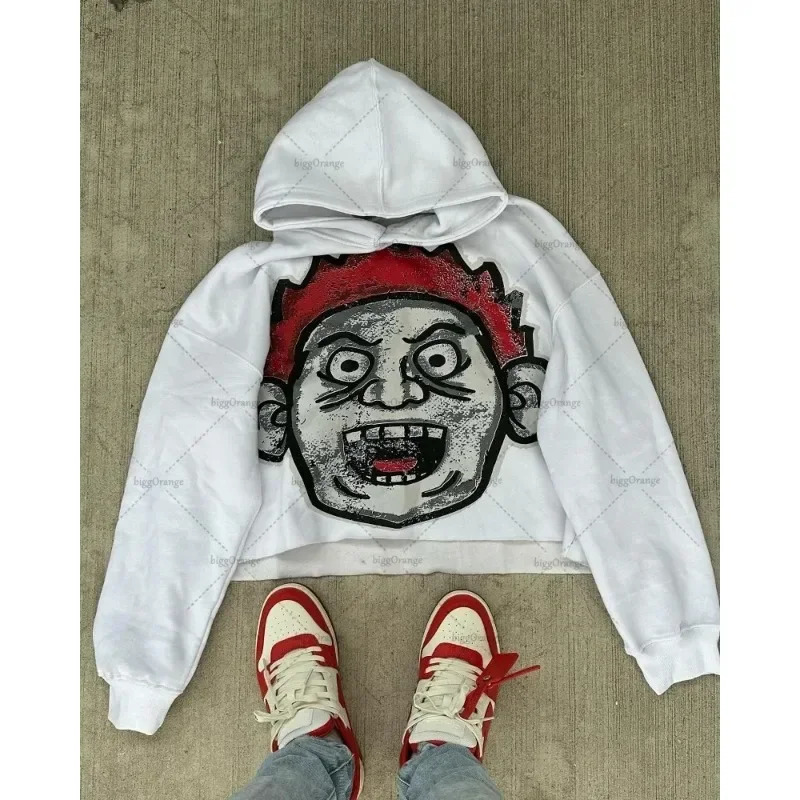 2024 American Loose Hoodie Big Head Cartoon Print Oversized Pullover Sweatshirt Women Men Couple Fashion Street Wear ins 250224