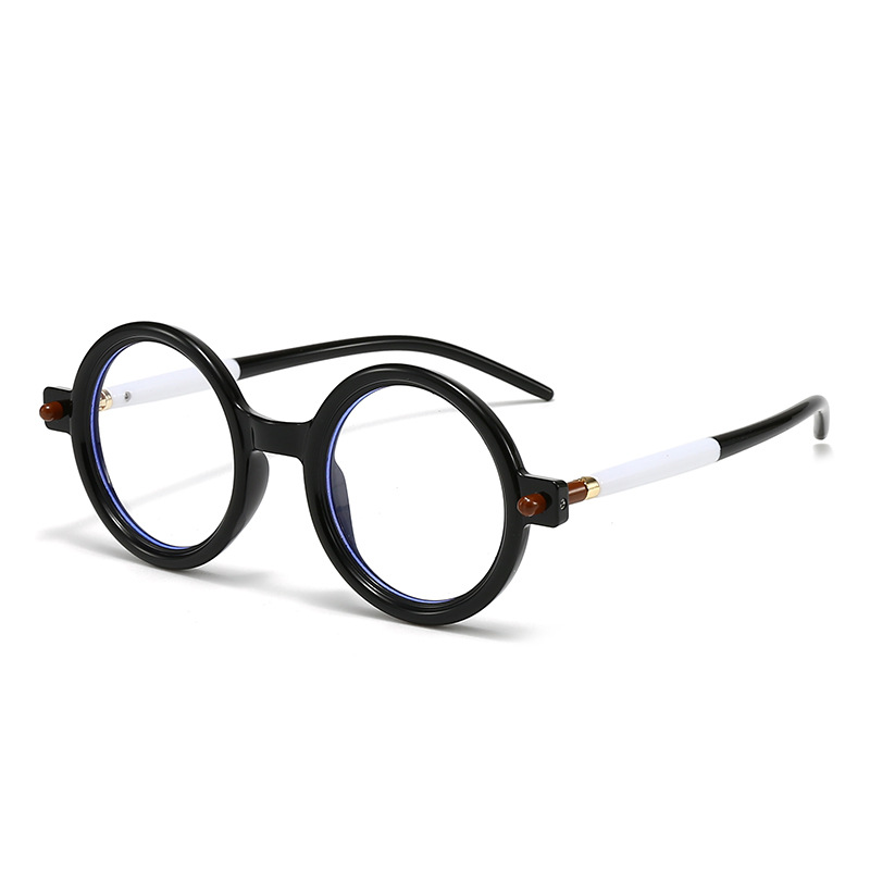 2025 new European and American fashion round frame anti-blue light plain glasses for men and women, anti-blue light glasses frame, female photo shoot 