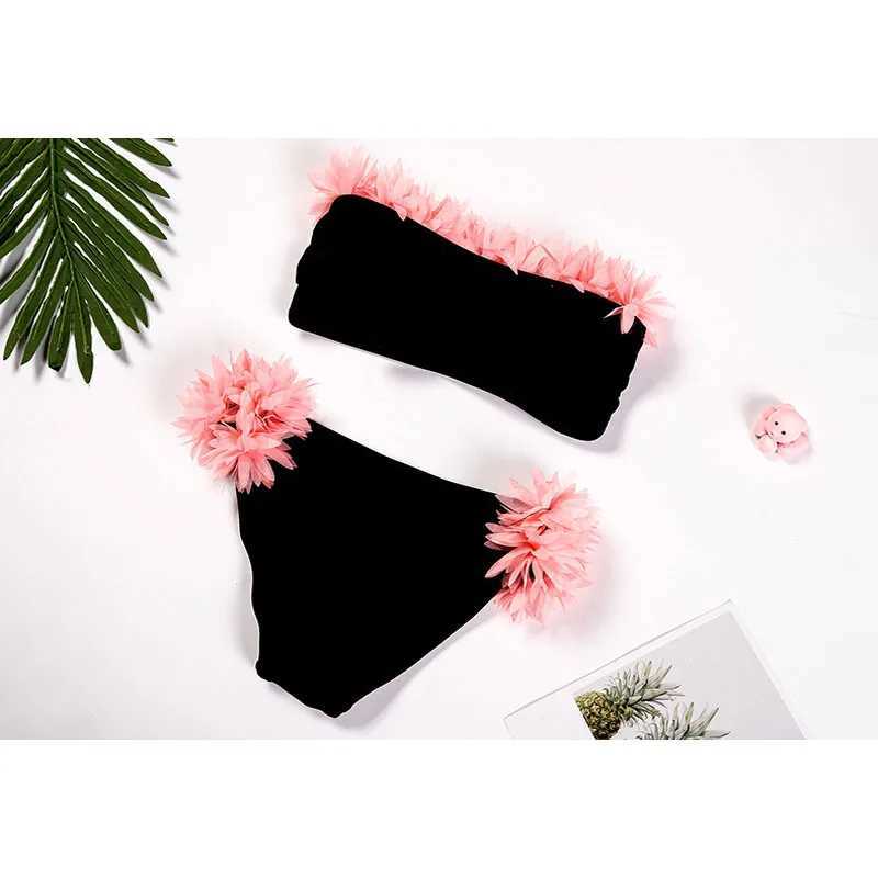 Childrens Swimsuit Set Girls Cute Flowers Two Pieces Swimwear Summer New Kids Fashion Comforts Sleeveless Beaches Bikini 6-12Y X250224