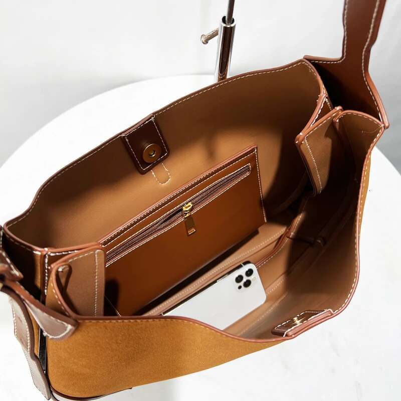 Vintage Faux Suede Tote Bags For Women Designer Handbags Purses 2024 New In PU Sequined Large Capacity Underarm Shoulder