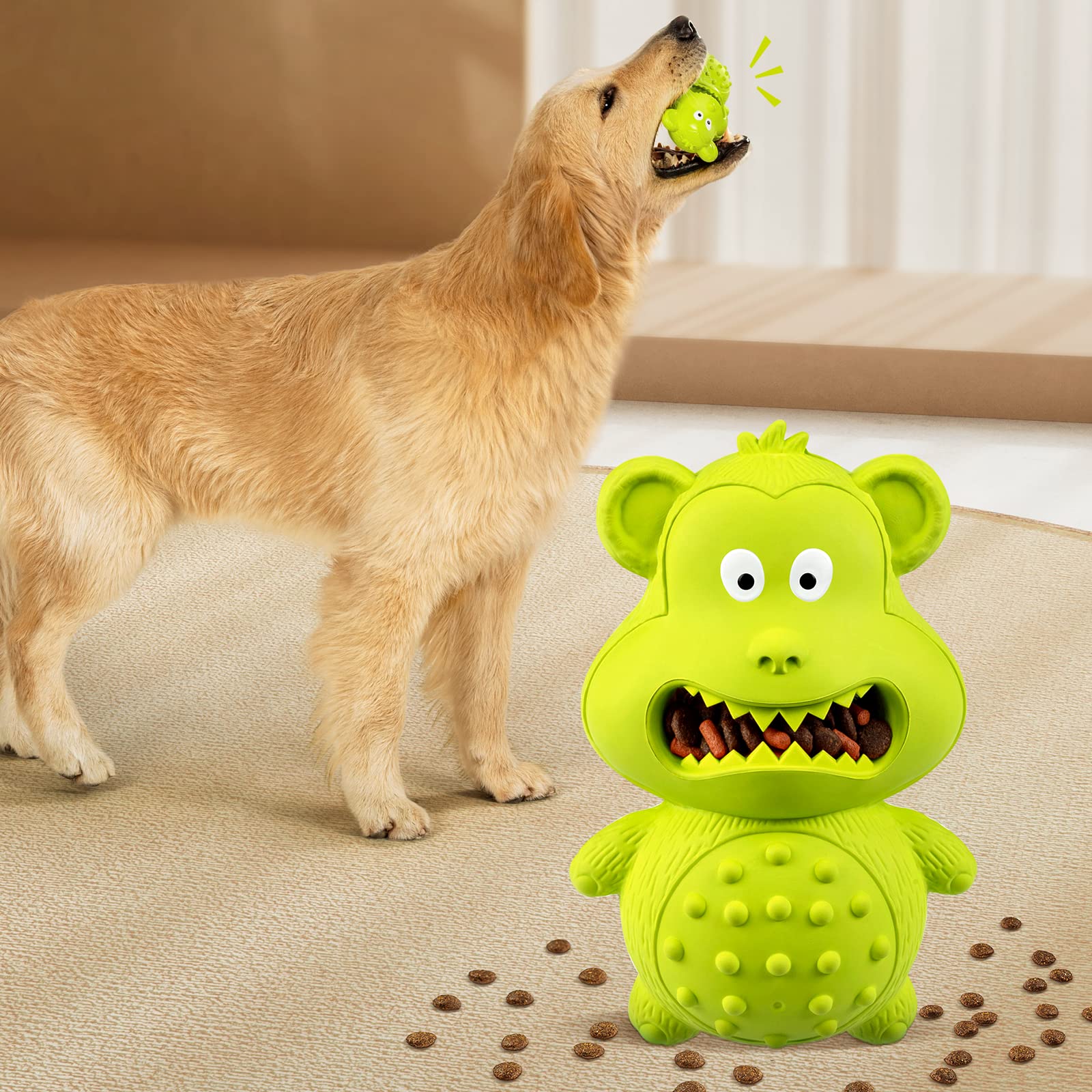 HERLAM Dog Toys for Aggressive Chewers, Puppy Chew Toys Teething Natural Rubber Sound Attracts Attention/Reduce Anxiety&Boring 1-Pcs Tough Pet