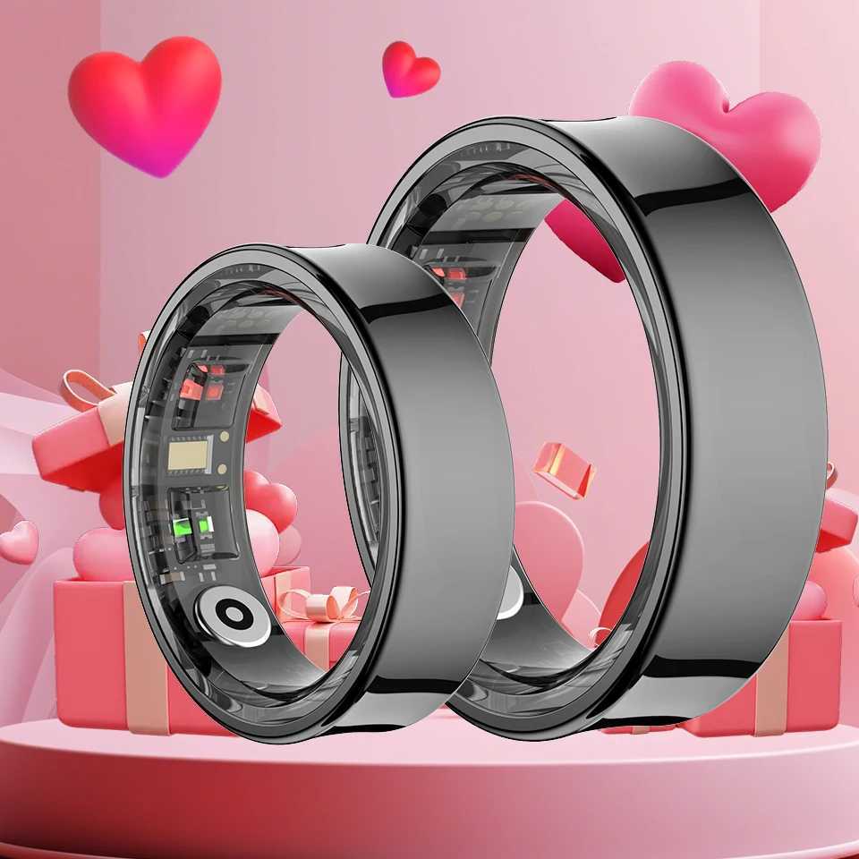 Smart Ring Men Women R09 Charging Case Skin Temperature Health Sleep Monitor 5ATM Waterproof Camera Control Finger Rings W250225