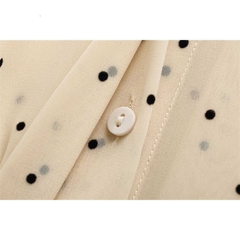 TRAFZA Women Elegant Bow Shirts Lapel Buttons Polka Dot Shirt Fashion Spring Summer Simple Casual 250222