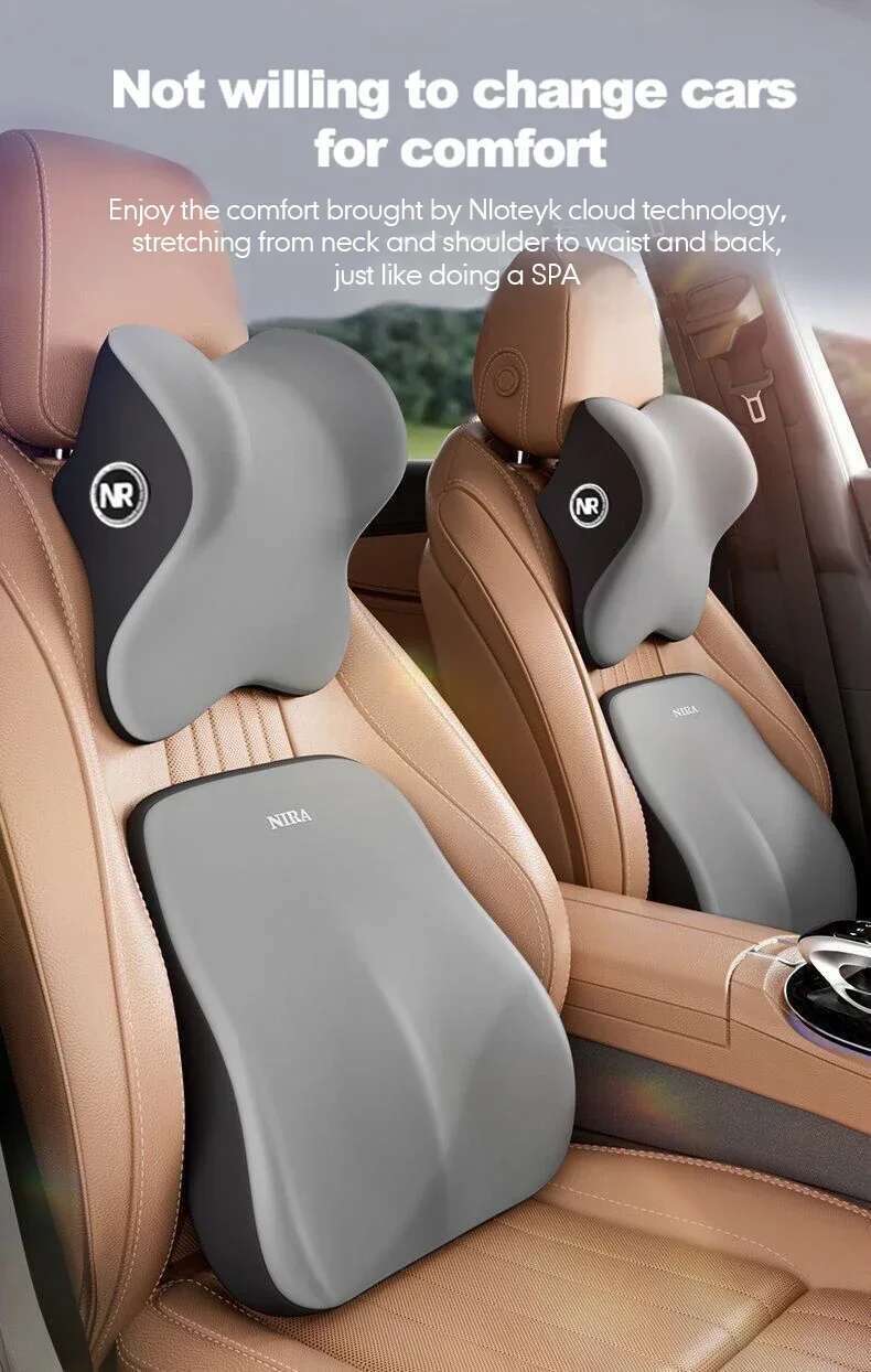 Update High Quality Memory Cotton Neck Support Pad Headrest Waist Pillow Car Seat Back Driver Lumbar Cushion
