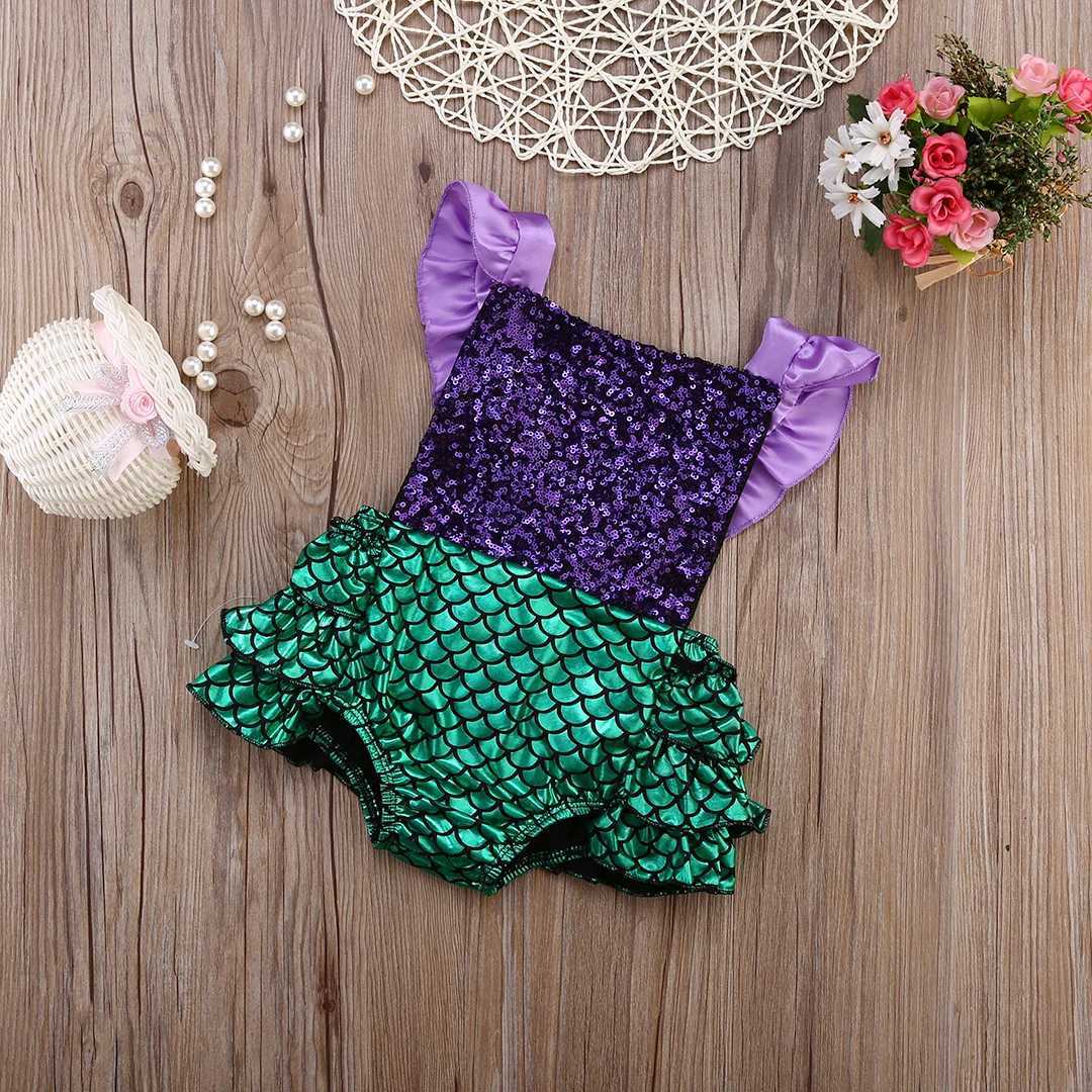 0-24M Baby Girls Sequins Romper Girl Fly Sleeve Jumpsuit Kids Outfits Toddler Sunsuit Kid Clothing X250224