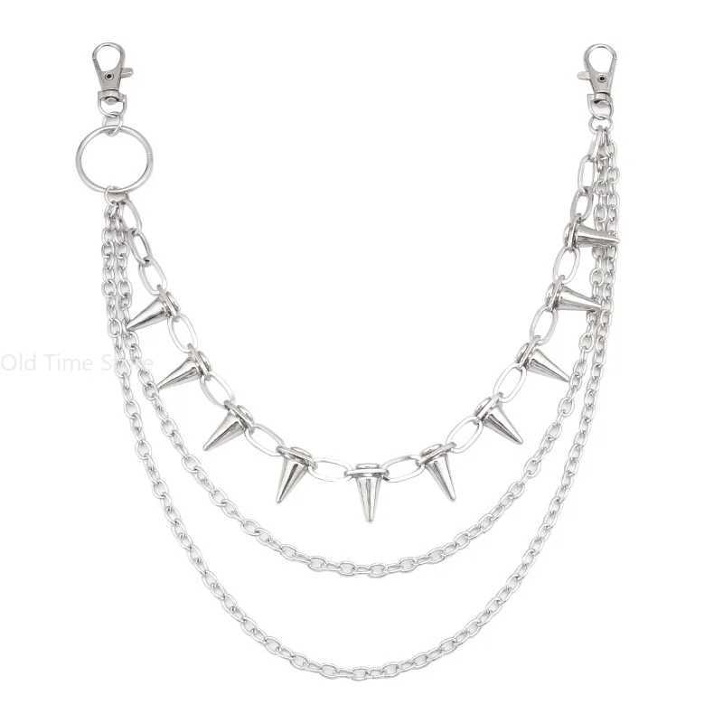 New Hip-hop Punk Metal Rivets Pants Chain Multi-layer Waist Chain Dr Up Pants Hundred With JewelryXJ250224