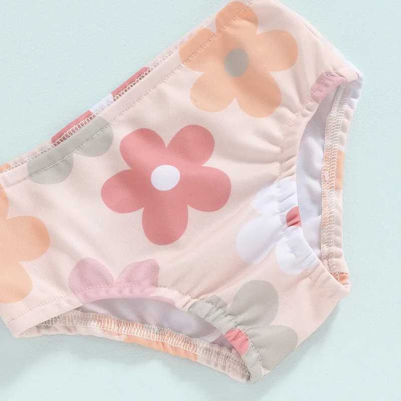 Toddler Baby Girls Summer Swimsuit Floral Print Fly Sleeve Tankini Tops Swim Shorts Swim Cap 3 Pieces Bathing Suit Beach Bikini X250224