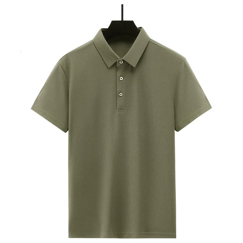Waffle Ice Pearl Fabric POLO Shirt Mens Top Summer Ice Silk Short Sleeves Mens Fashion 250222