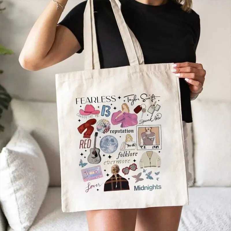 Supernatural Vintage Shopping Bag Art Designer Handbag Canvas Reusable Large Capacity Storage Tote Purse Travel Shoulder Bags Z250224