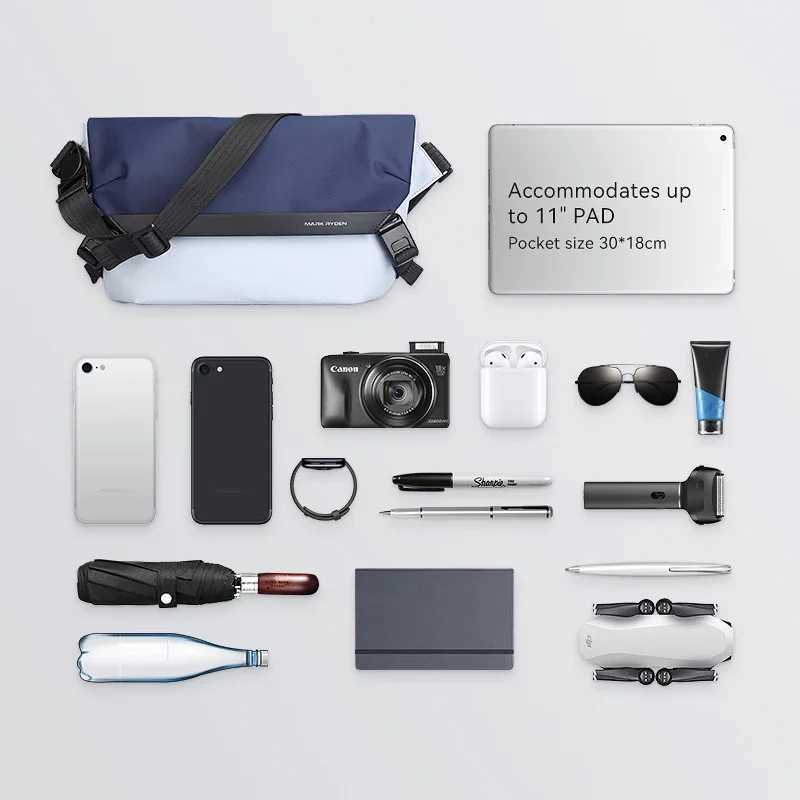 Mark Ryden function crossbody bag male shoulder handheld personality large capacity tide messenger computer bag Z250225