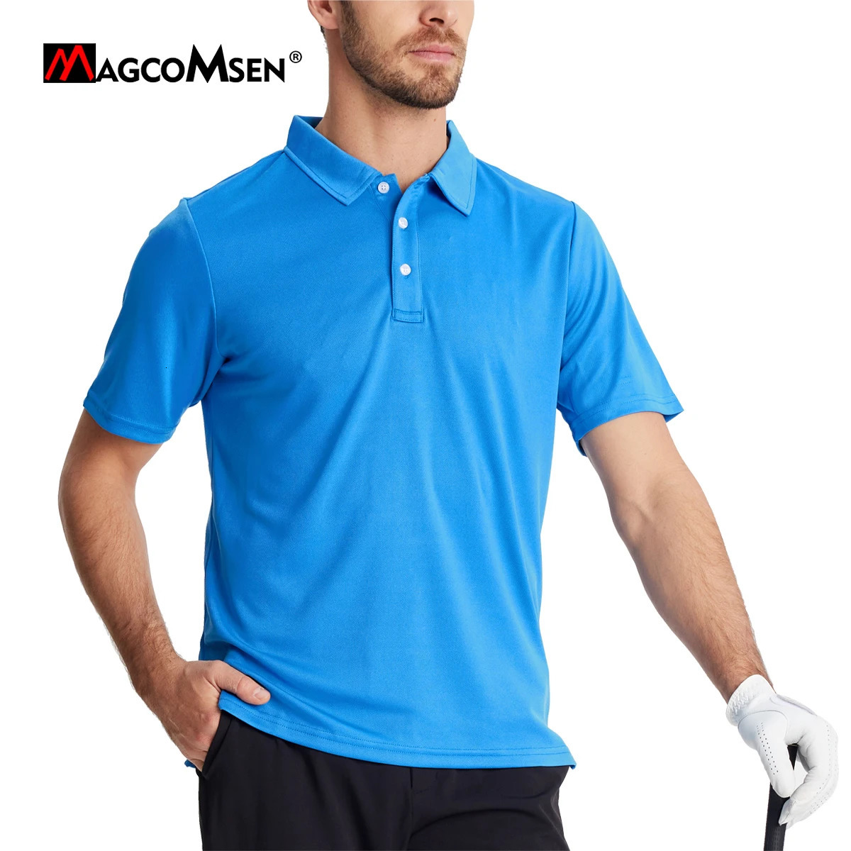 MAGCOMSEN Golf Polo T-shirts Mens Quick Dry T-shirt Sports Shirts Breathable Short Sleeves Pique Jersey Casual Classic Polos 250224