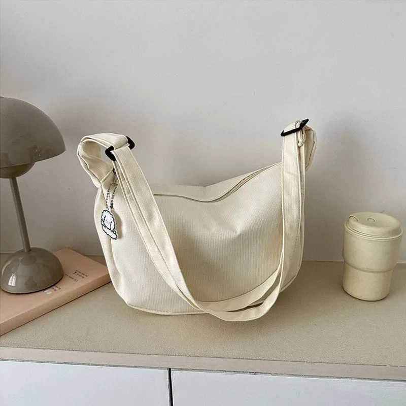 1PC Large Capacity Solid Color Canvas Shoulder Bag Fashion Casual Crossbody Bag Z250225