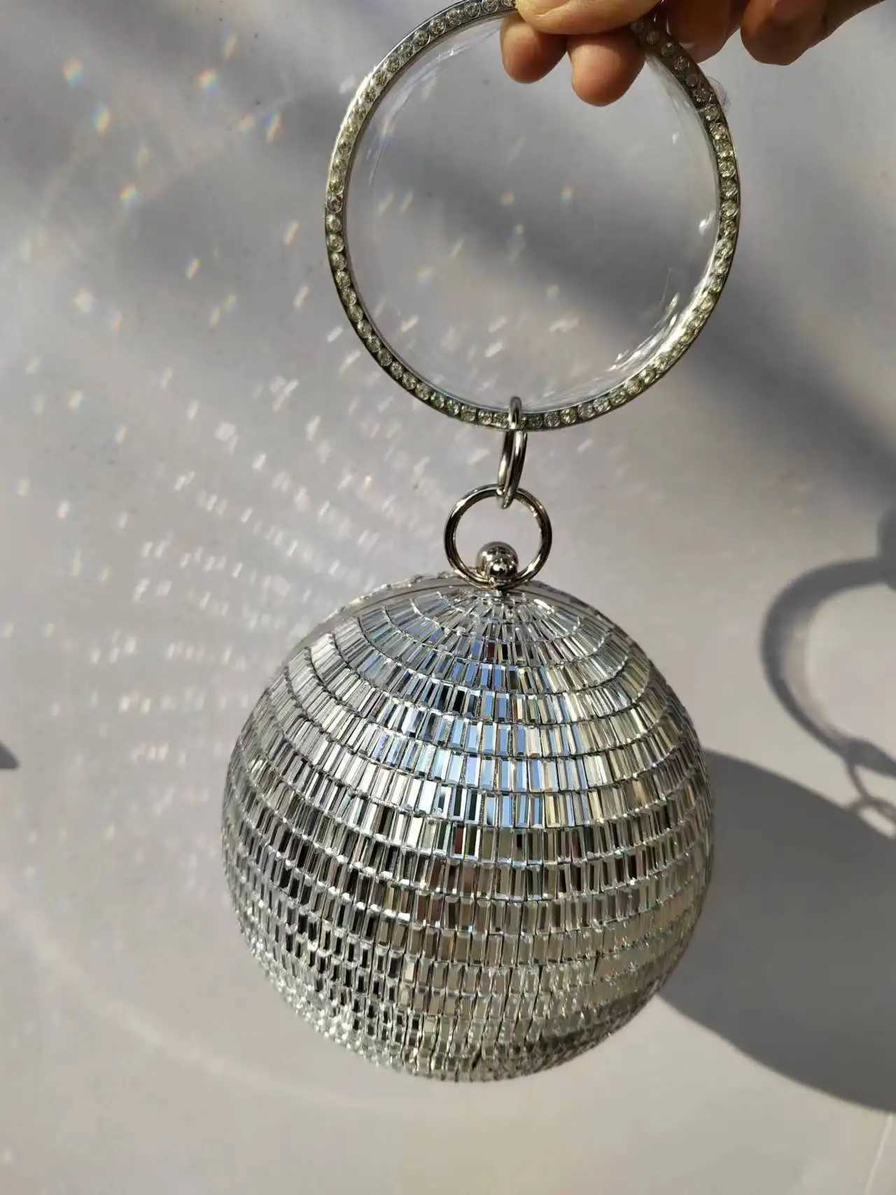 Purse Silver Disco Mirror Reflective Ball Small Party Purse Evening Bag Hand Bag For Women Party Z250225