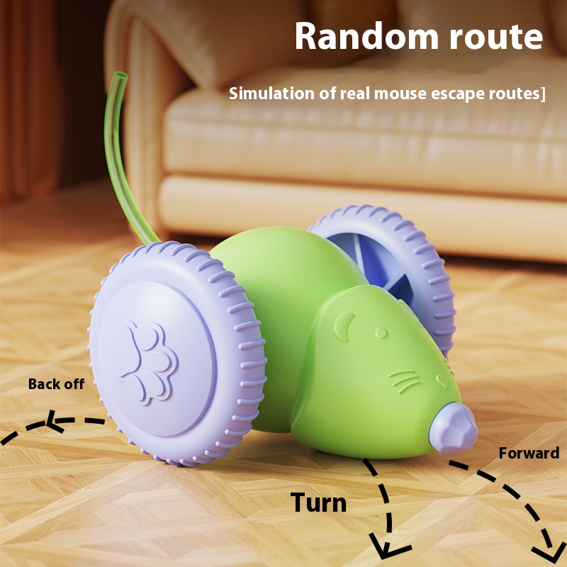 Pet Automatic Cat Mouse Toy Smart Moving Mice Electric Interactive Cat Toys for Indoor Cat with LED Lights;Smart Sensing Moving Electric Cat Toys, USB