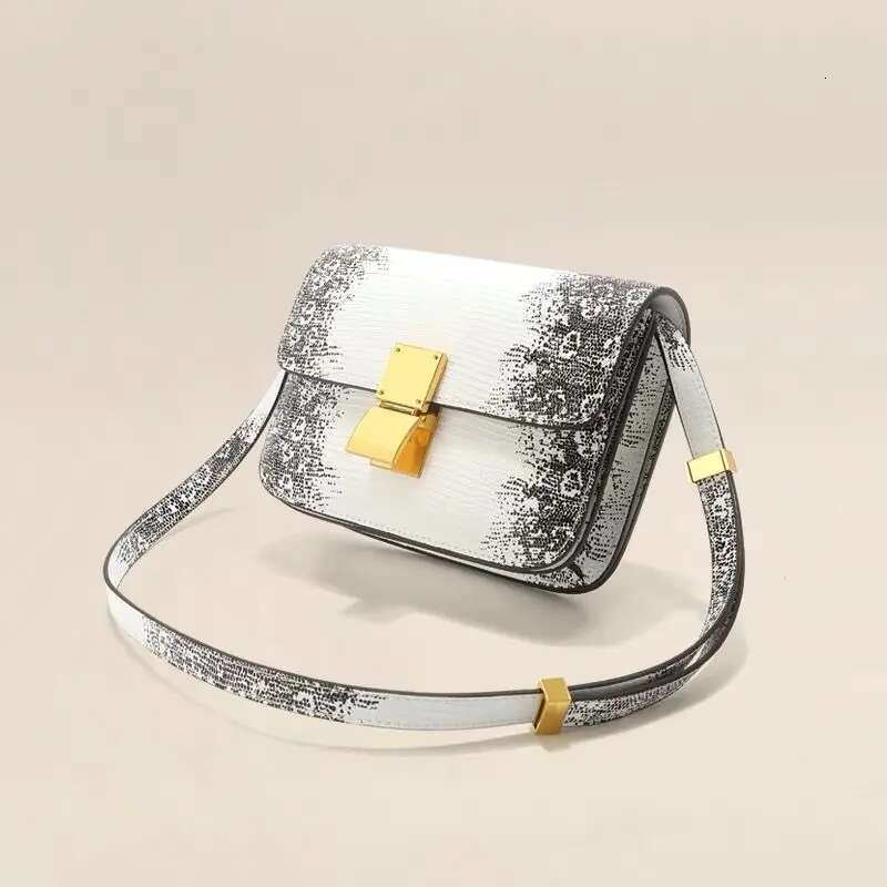 New Fashion Tofu Top Quality Leather Design Lizard Pattern Classic Crossbody Underarm Shoulder Women's Box Bag