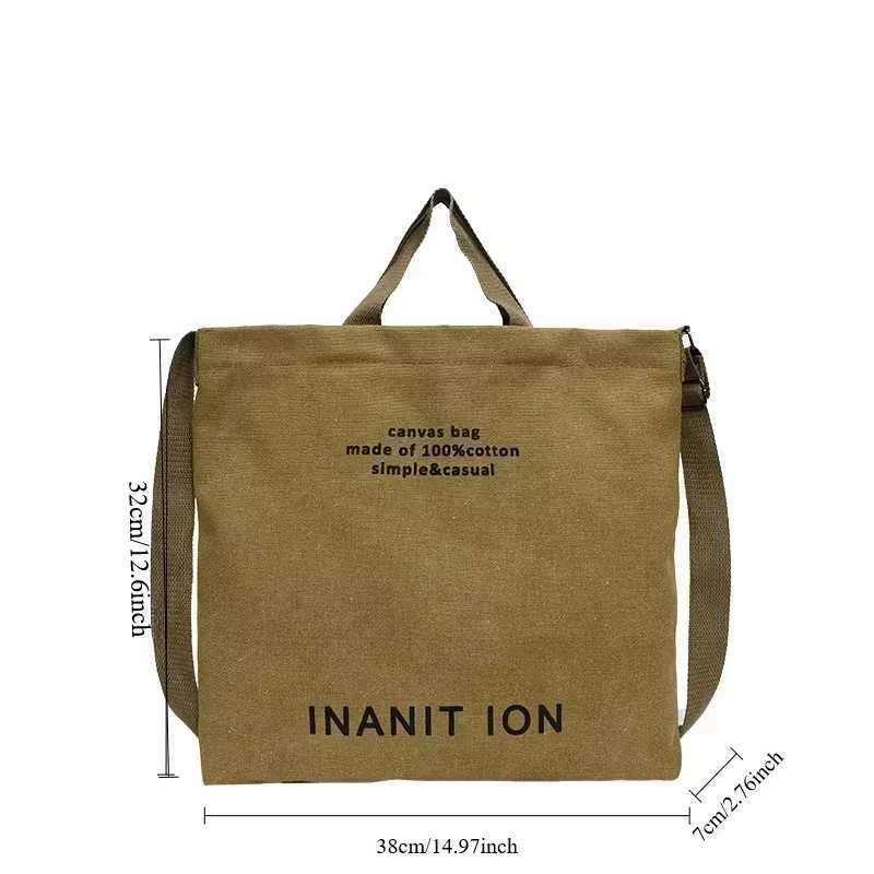 Japanese Canvas Mens and Womens Simple Horizontal Bag Laundry Canvas Thick Handbag Large Capacity Art Student Bag Z250225