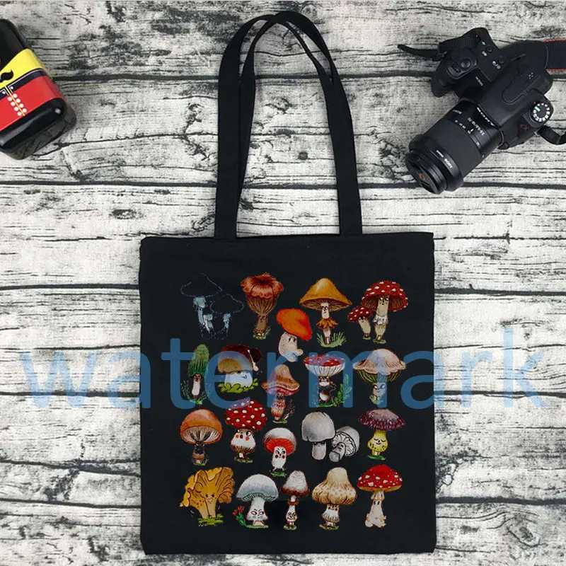 Mushroom Aesthetic Totes Farmers Bag Garden Tote Bag Cute Vegetable Tote Bag Grocery Bag Veggie Market Bag Cottagecore Clothing Z250224