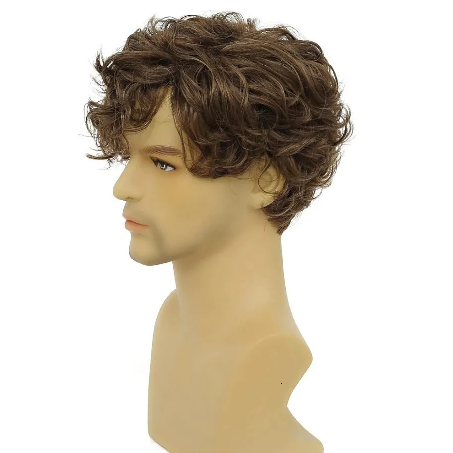 Synthetic Wig Male Short Curly Hair Fashion Age Reduction Simulation Hair Role Play Light Breathable Wig Full Head Cover 250224