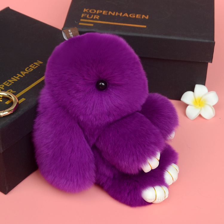 Keychains Lanyards Cute Natural Rabbit Fur Pom Bunny Key Chain Women Rabbits Keychain On Bag Car Trinket Doll Jewelry Party Toys Friends Gift 230413