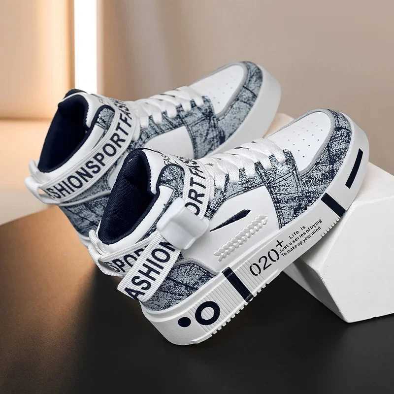 Spring/Autumn Teenager Shoe for Boy High Top Leather Sport Shoes for Boy White Beige Kids School Shoe Designer Children Sneakers W250225