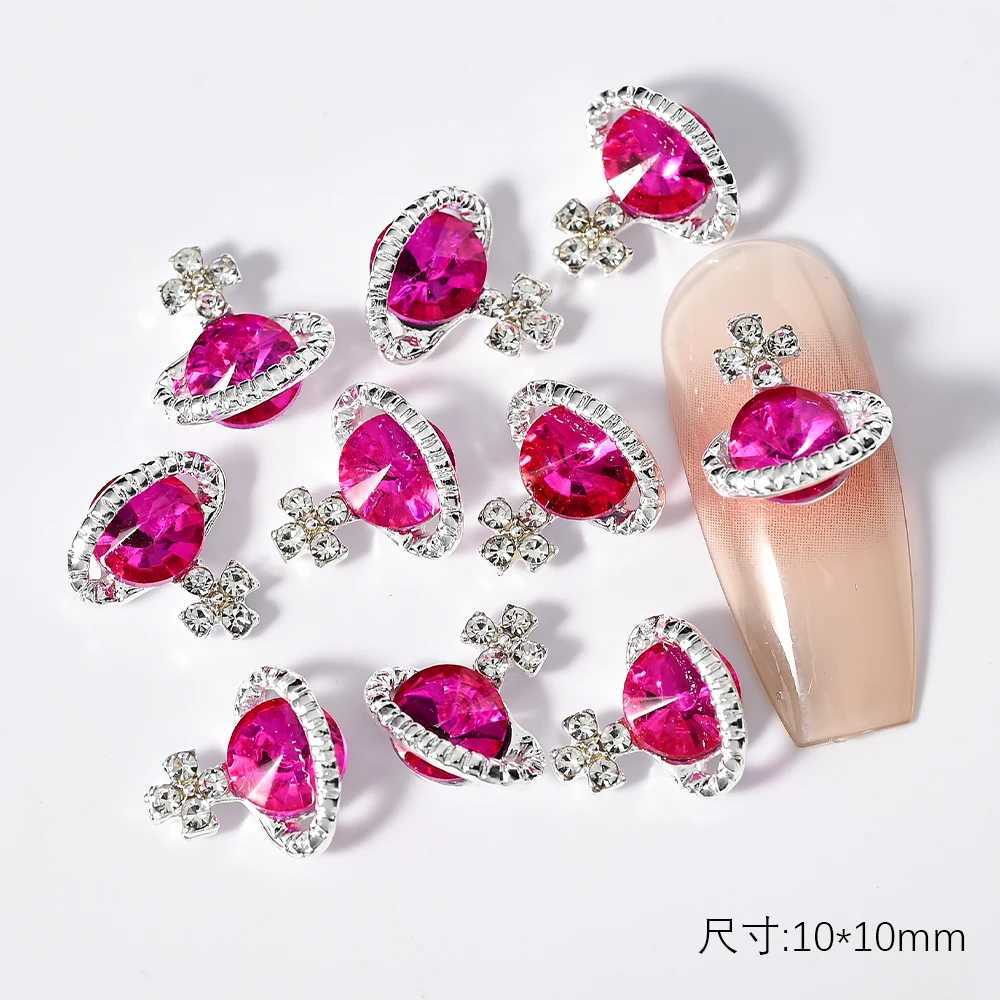 Nail Art Decorations 10Pcs Planet Nail Rhinestones 3D Nail Charm Alloy Jewelry Gems Bulk Glitter Diamond Nail Parts Manicure DIY Art Decoration JE790 