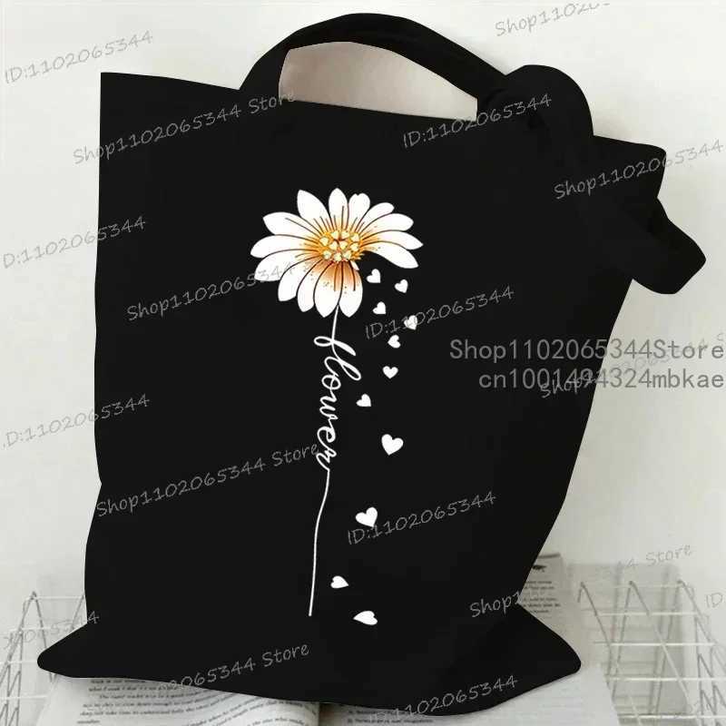 Floral Moon Women Shopping Tote Bags Canvas Large Capacity Student Casual Plant Style Shoulder Bag Wild Flower Women Handbags Z250224