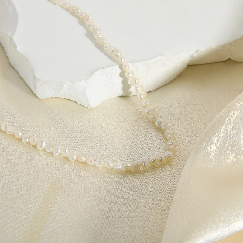 18K Gold Plated Stainless Steel Freshwater Pearl Bracelet Necklaces for Women Small Baroque Pearl Stackable Chokers Necklace 250222