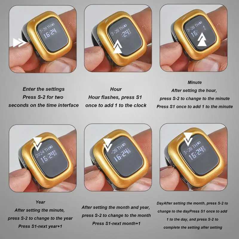 Prayer Finger Counter Multifunctional Counter Ring Digital Finger Counter Smart Counter For Prayer Alarm Clock Counter Finger W250225