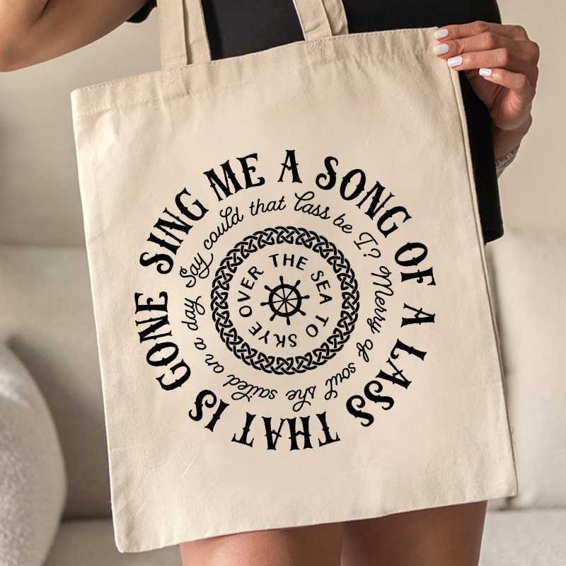 Sing Me A Song of A Lass That Is Cone Pattern Tote Bag Canvas Shoulder Bag for Travel Commute Reusable Shopping Trendy Gifts Z250224