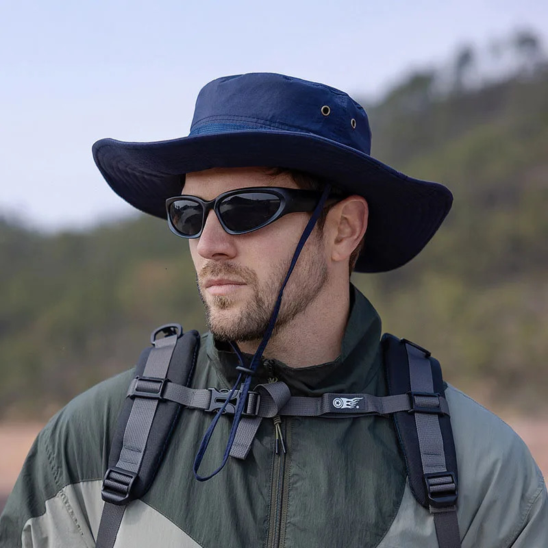 Bucket Hats Summer Breathable Fisherman Hat Large Brim Sun Protection Hat Men Women Outdoor Climbing Hiking Mountain Sun Hat 250218