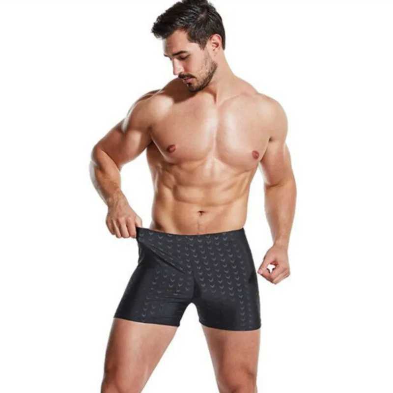 Imitation Shark Skin Mens Boxer Swimming Trunks Adult Boxer Swimming Trunks Beach Quick-drying Five-point Hot Spring ShortsXJ250224