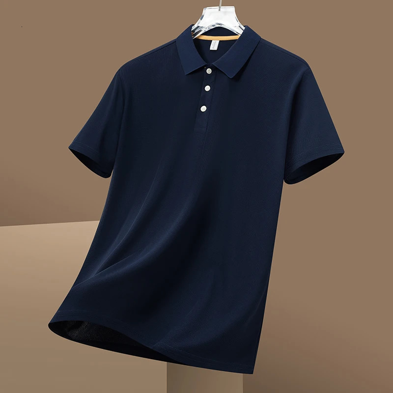 Value summer polo shirt mens short sleeved ice silk polo mens version high-quality lapel T-shirt mens light business t-shi 250222
