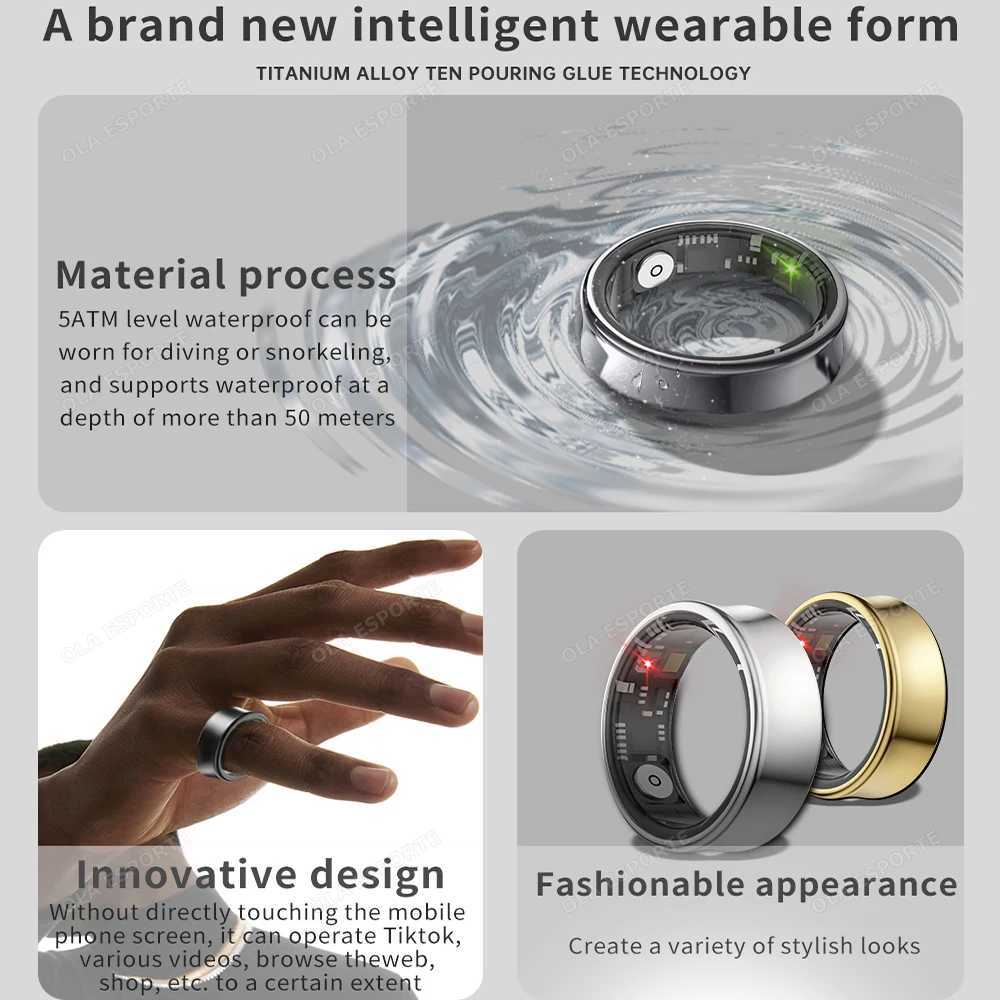 For Samsung Smart Ring Men Women Military Grade Titanium Steel Shell Health Monitoring IP68 3ATM Waterproof Multi-sport Modes W250225