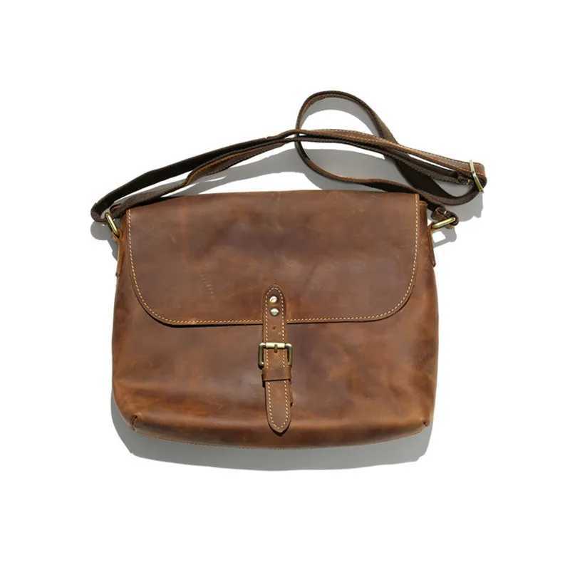 Fashion Trend Crazy Horse Cowboy Shoulder Bag Outdoor Leisure Daily Designer Natural Leather Messenger Bag Z250225