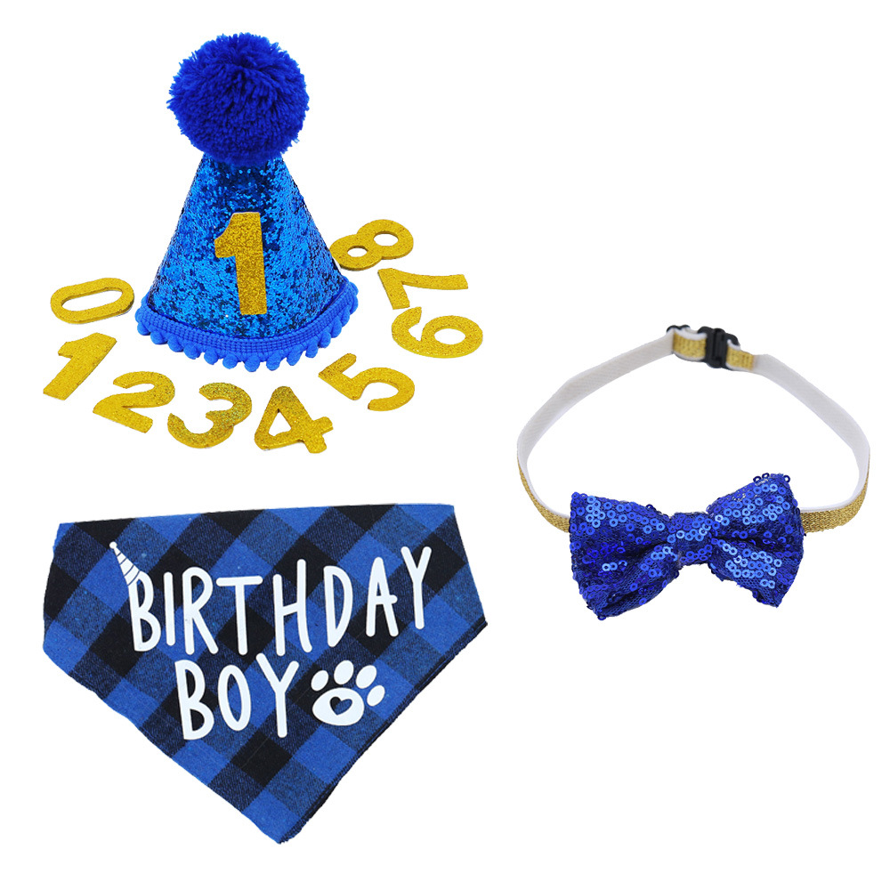 Pet birthday party decoration set Dog birthday bib birthday hat dress up Pet dress up