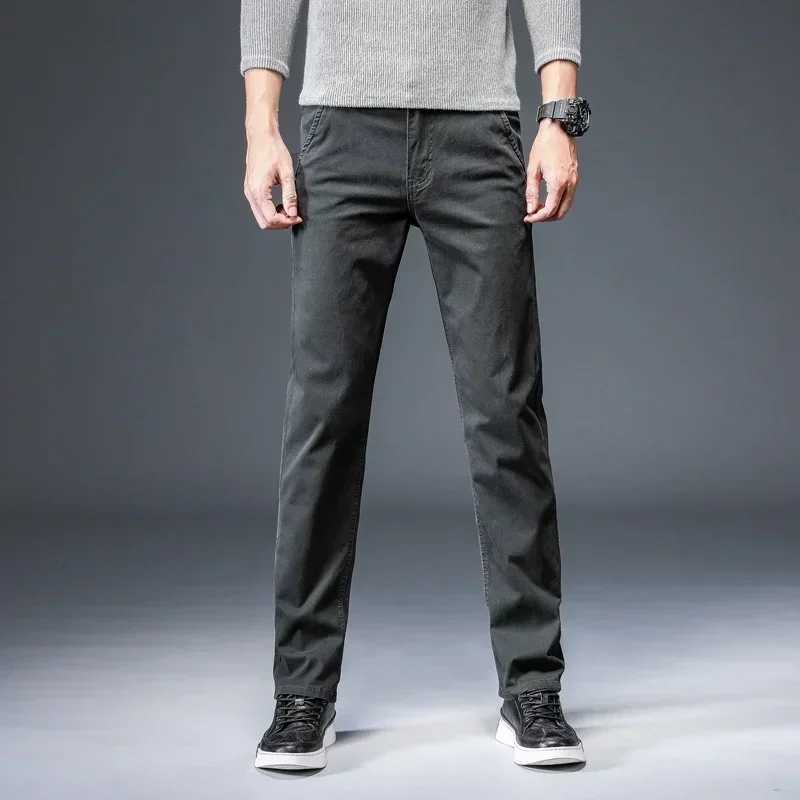 3 Colors Spring Summer Autumn New Fashion Straight Men Smart Casual Pants 97% Cotton 3% Spandex Man Khaki Trousers Plus Size 40 W250225