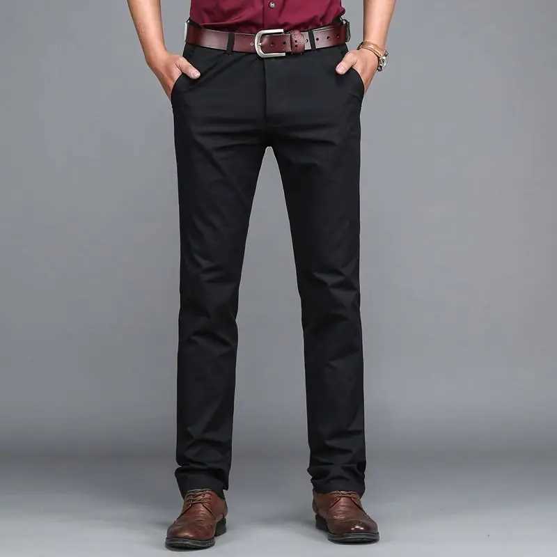 Summer Thin Slim Men Business Suit Pants Streetwear Fashion Korean Male Clothing Cotton Solid Daily Casual Straight Trousers 42 W250225